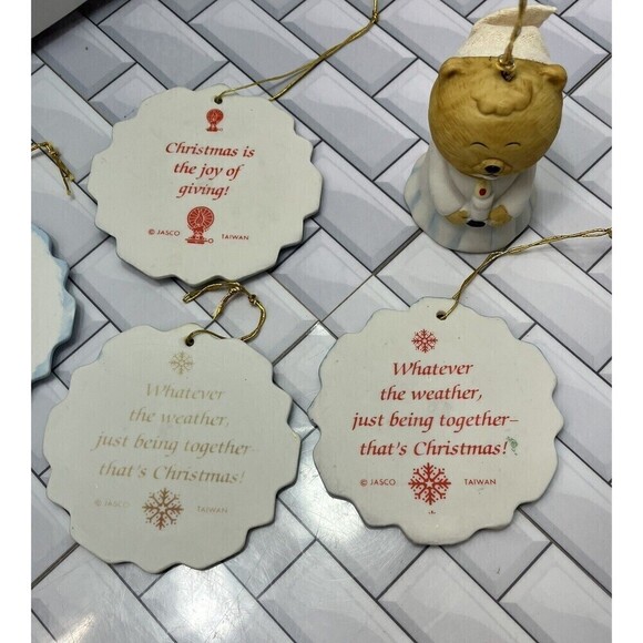 Vintage Jasco Beaver Jingle Bell & 4 Chistmas Ornaments Lot of 5 Ceramic Taiwan - Picture 10 of 14